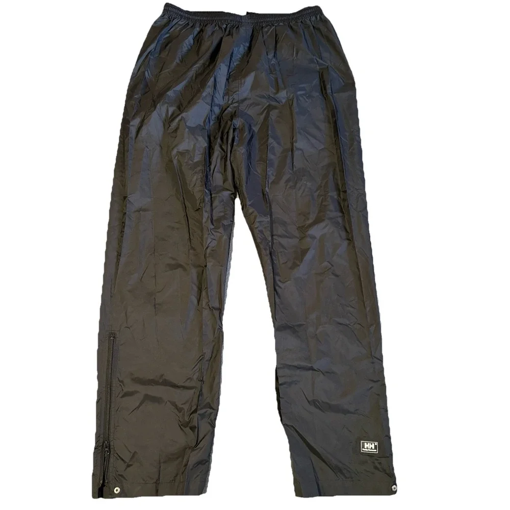 Helly Hansen Packable Hiking Pants Mens XL Black Ankle Zip Wide Leg Baggy Logo